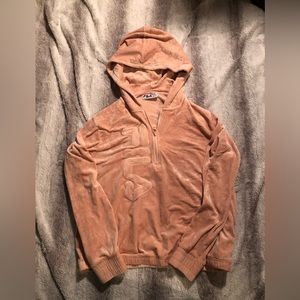 FILA Pink Half Zip Pullover Velvet Valor Crop Hoodie